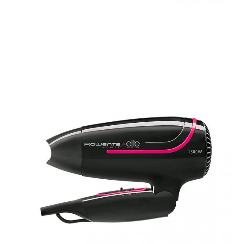 Secador viaje Rowenta CV3312 , 1600 W, 2 niveles temperatura, Pleglable,  Doble v