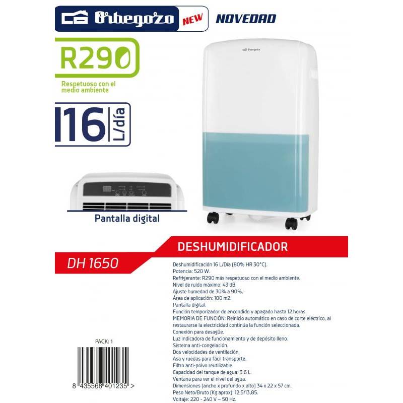 Deshumidificador Orbegozo DH 1650