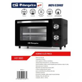HORNO DE SOBREMESA ORBEGOZO HO 210 - 1300W - 20 LITROS - SELECTOR  TEMPERATURA DE 100 A 230º - TEMPORIZADOR 60 MINUTOS - BANDEJA.