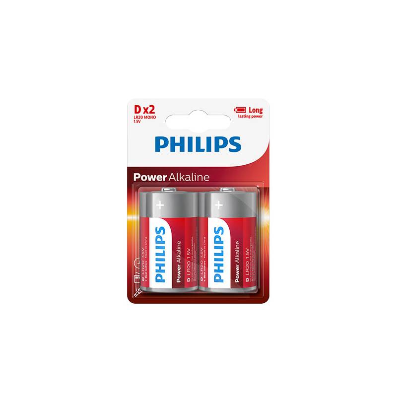 Philips Pilas Alcalinas LR20/ D 1.5V Blister 2 uds 