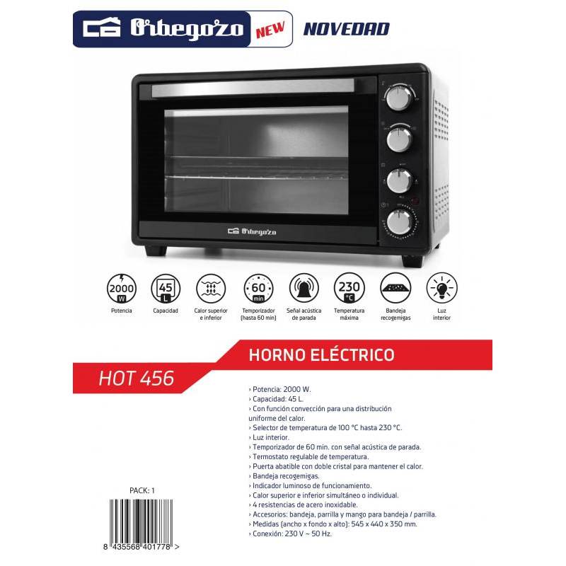 Horno Sobremesa Orbegozo HOT 456