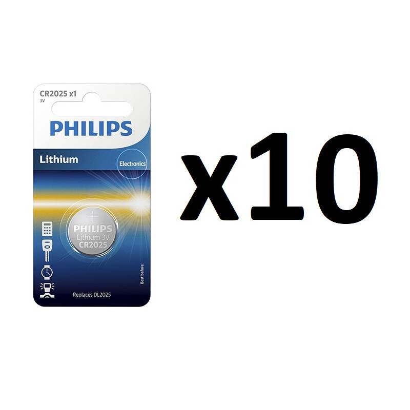 Pack de 4 pilas de botón philips cr2025 lithium/ 3v