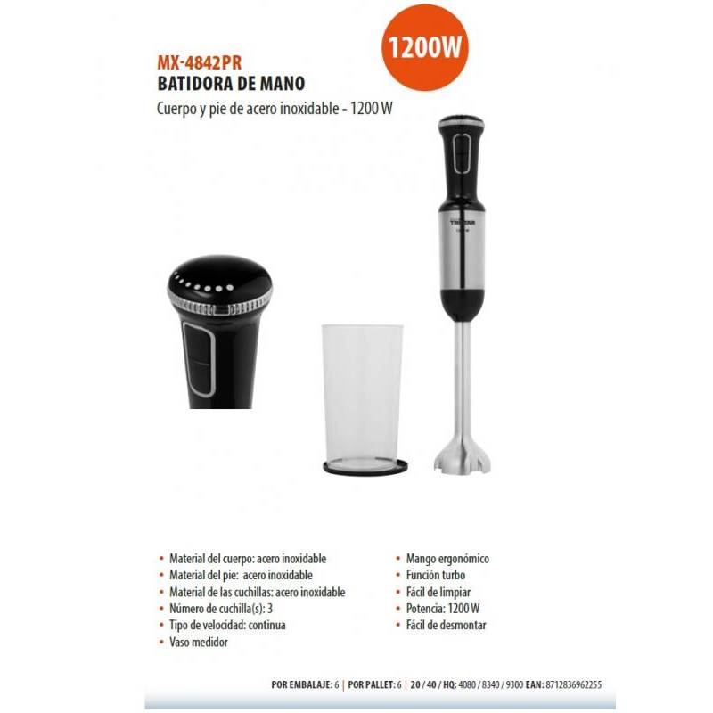 Batidora de mano con 1200W, TM Electron