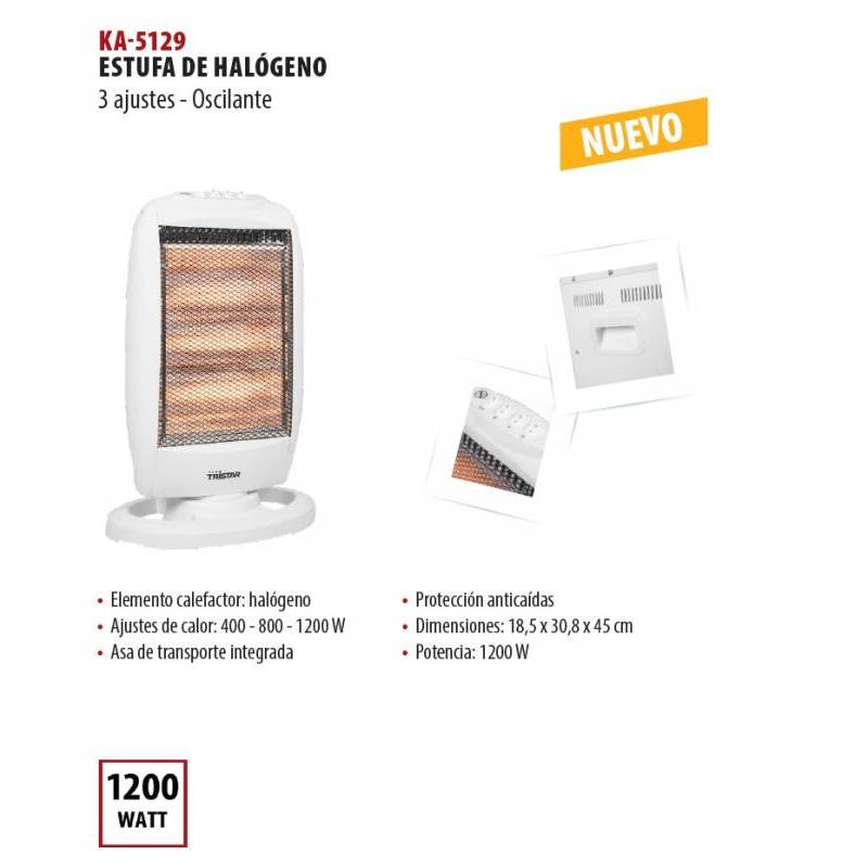 Tristar Stufa Elettrica Ceramica KA-5038: 1500W, 3 Livelli, Oscillante, Protezione Antiribaltamento