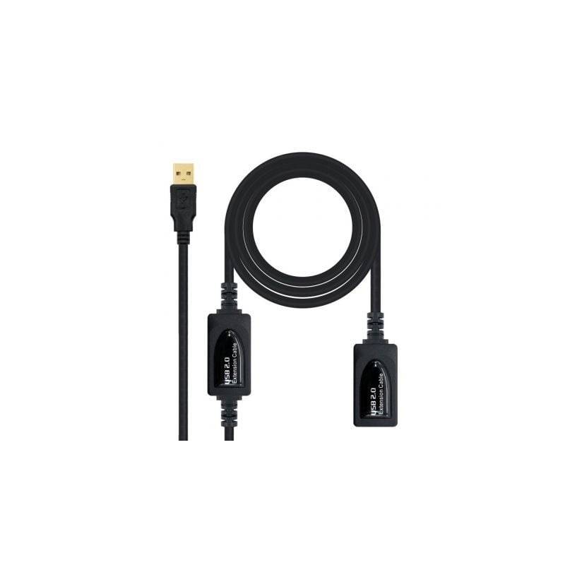 cable alargador usb 2.0 nanocable 10.01.0212/ usb macho - usb hembra/ 10m/  negro