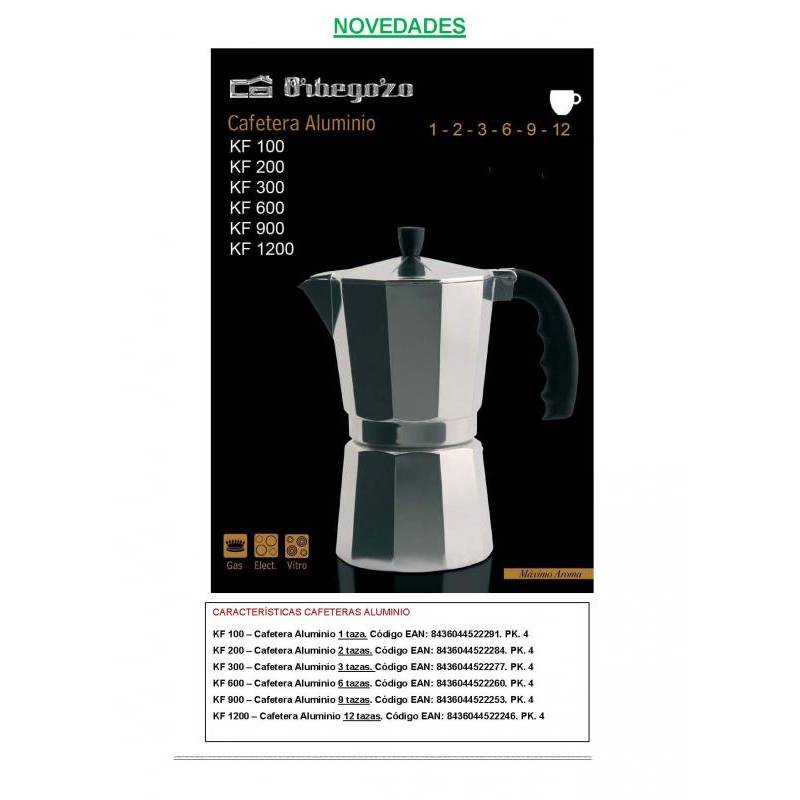 Cafetera Orbegozo KF 900 9 Tazas , aluminio